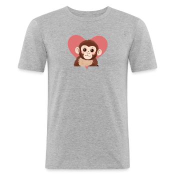 Monkey Zoo Animal - Men's Slim Fit T-Shirt - heather grey - Front - Nik (191cm)