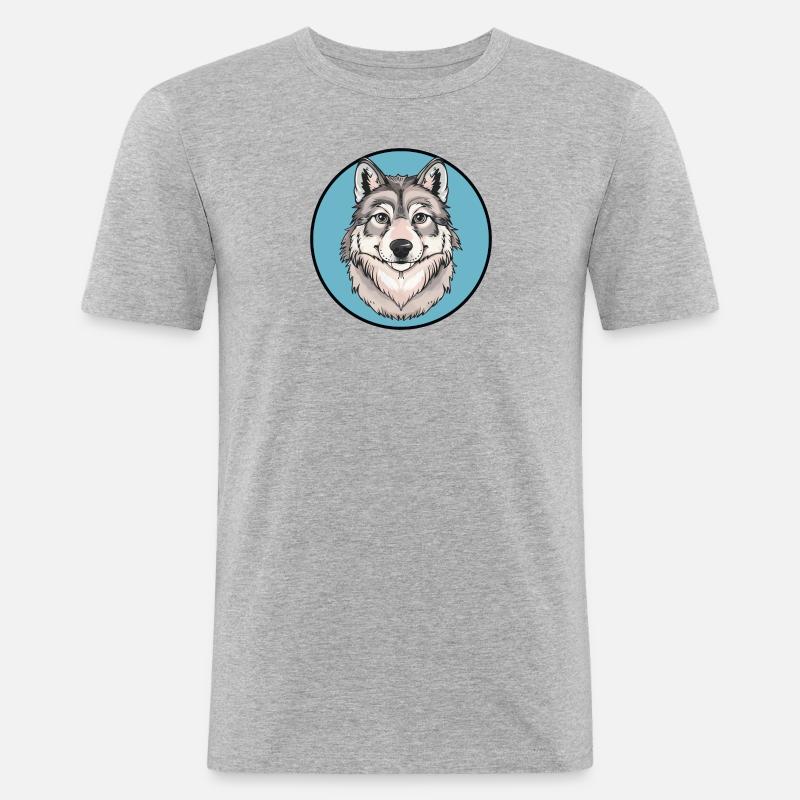 Wolf Werwolf - Männer Slim Fit T-Shirt - Grau meliert