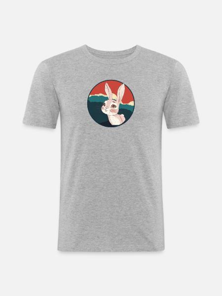 Hasenzahn Hoppelhase - Männer Slim Fit T-Shirt - Grau meliert