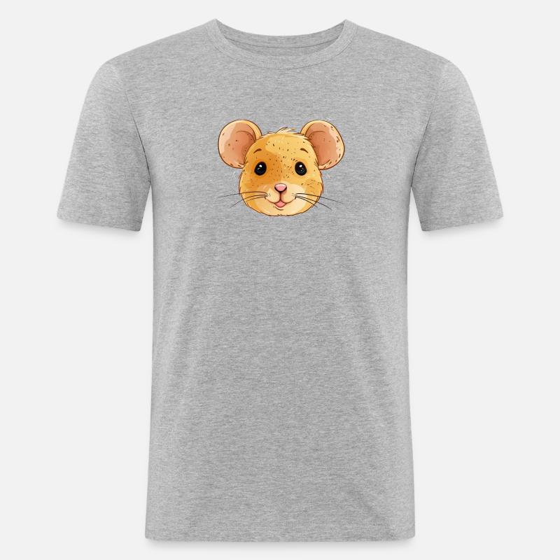 Maus Ratte - Männer Slim Fit T-Shirt - Grau meliert