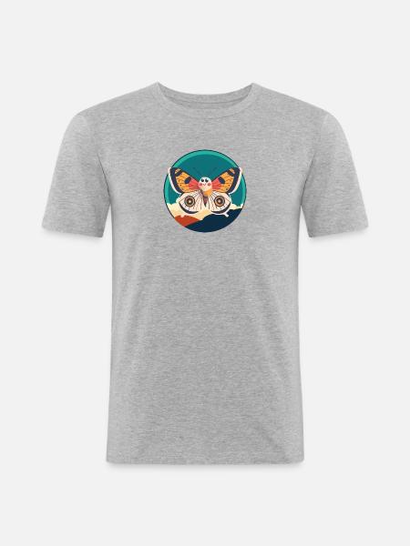 Schmetterling Waldbewohner Tierliebhaber - Männer Slim Fit T-Shirt - Grau meliert