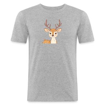 Cerf Cerf Fauve - T-shirt près du corps Homme - gris chiné - Devant - Nik (191cm)