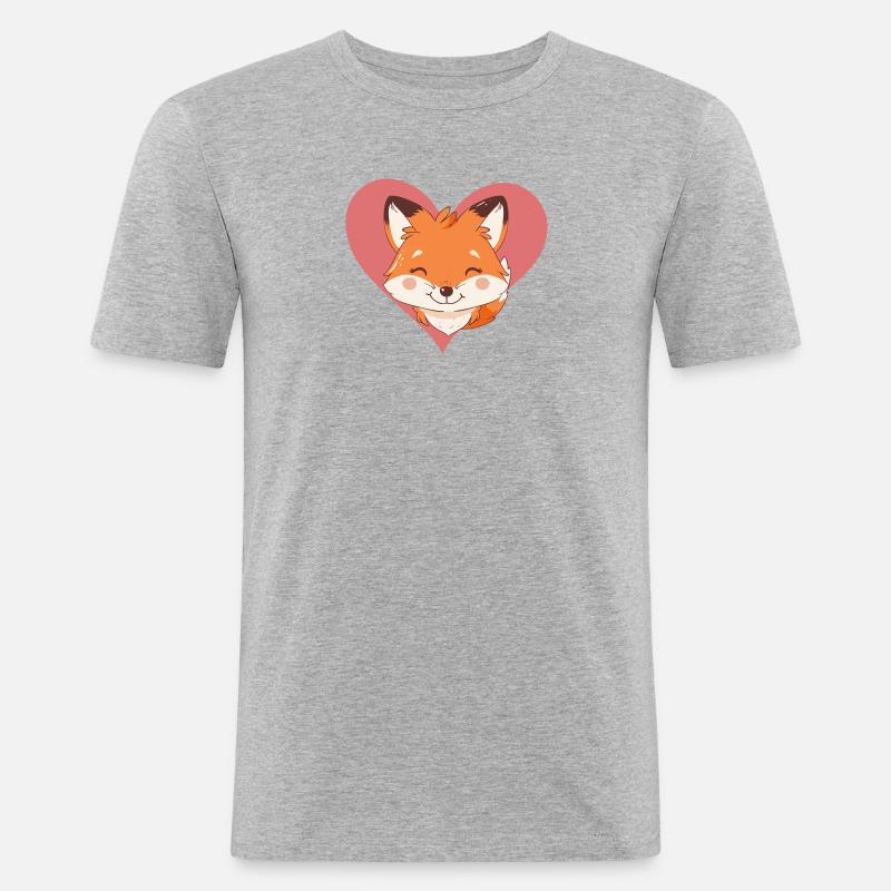 Fuchs Wald Fox - Männer Slim Fit T-Shirt - Grau meliert