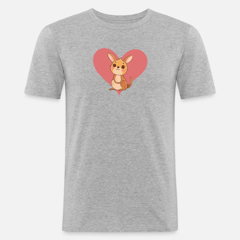 Kangaroo Aussie Beuteltier - Männer Slim Fit T-Shirt - Grau meliert