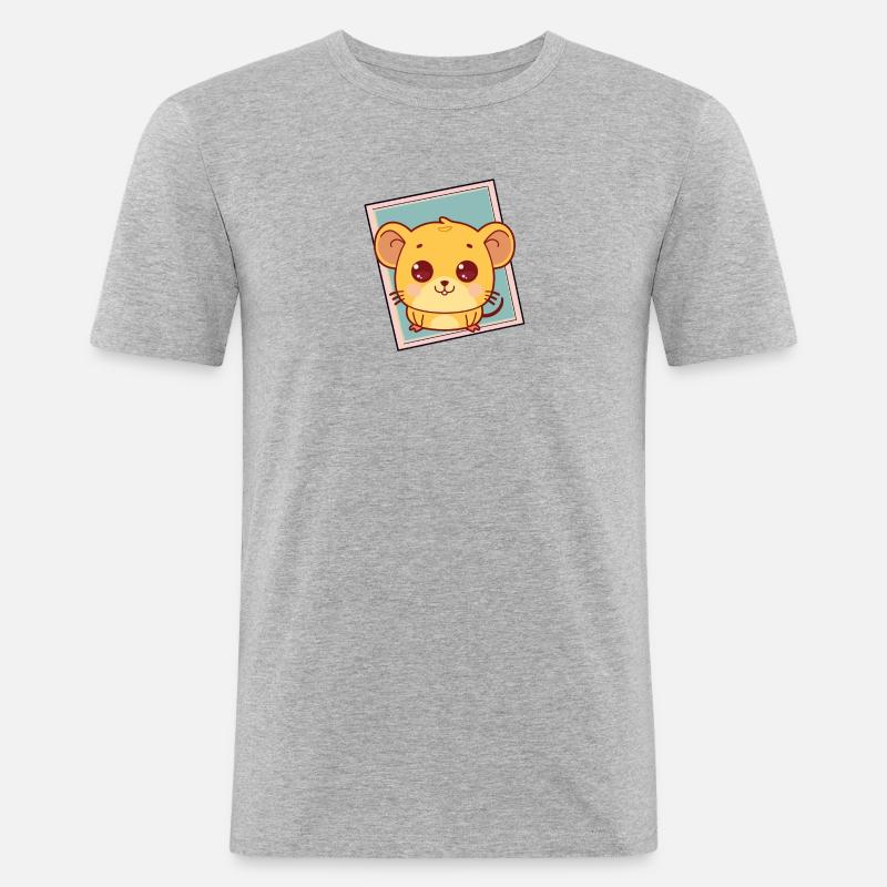 Mäuse Maus Mäusezähnchen - Männer Slim Fit T-Shirt - Grau meliert