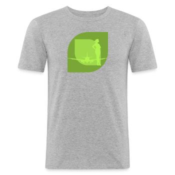 Flugbegleiter Flugverkehr Stewardess - Männer Slim Fit T-Shirt - Grau meliert - Vorne - Nik (191cm)