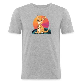 Kangaroo Melbourne Outback - Men's Slim Fit T-Shirt - heather grey - Front - Nik (191cm)