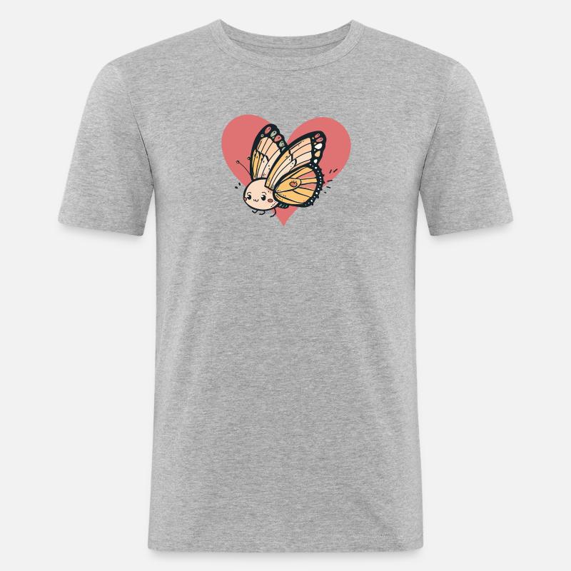 Schmetterling AA - Männer Slim Fit T-Shirt - Grau meliert