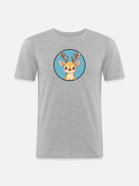 Hirschgeweih Elch Hirschjagd - Männer Slim Fit T-Shirt - Grau meliert