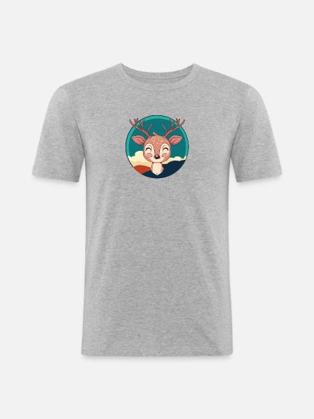 Hirsch Hirschgeweih Waldbewohner - Männer Slim Fit T-Shirt - Grau meliert