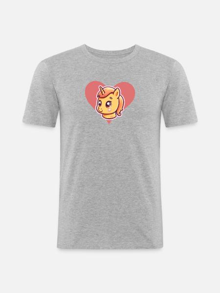 Einhorn Pferd Fabel - Männer Slim Fit T-Shirt - Grau meliert