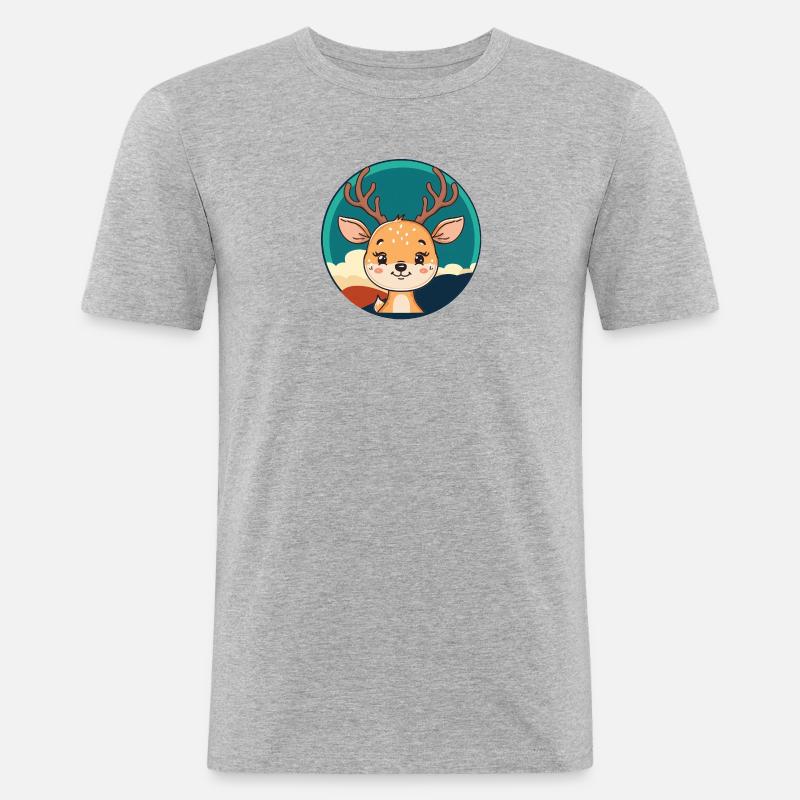 Hirschgeweih Hirsch Wald - Männer Slim Fit T-Shirt - Grau meliert