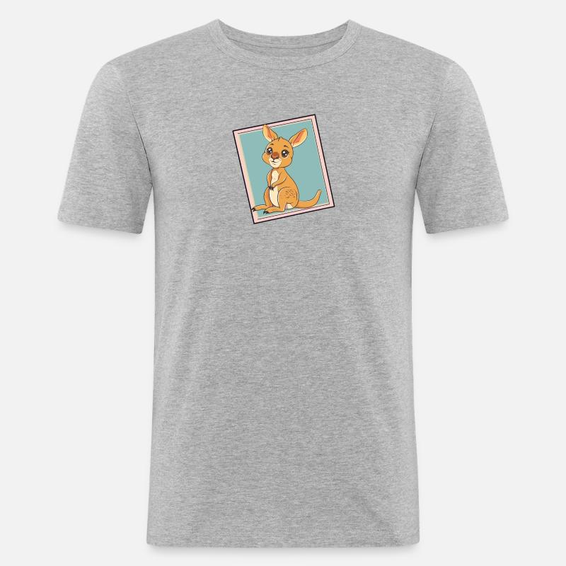 Kaenguru Aussie - Männer Slim Fit T-Shirt - Grau meliert