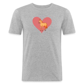 Cheval Chevaux Cavalier - T-shirt près du corps Homme - gris chiné - Devant - Nik (191cm)