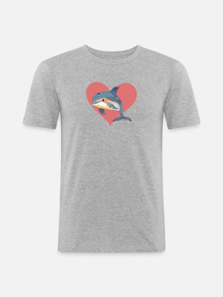 Delfin Meerestiere Meerestier - Männer Slim Fit T-Shirt - Grau meliert