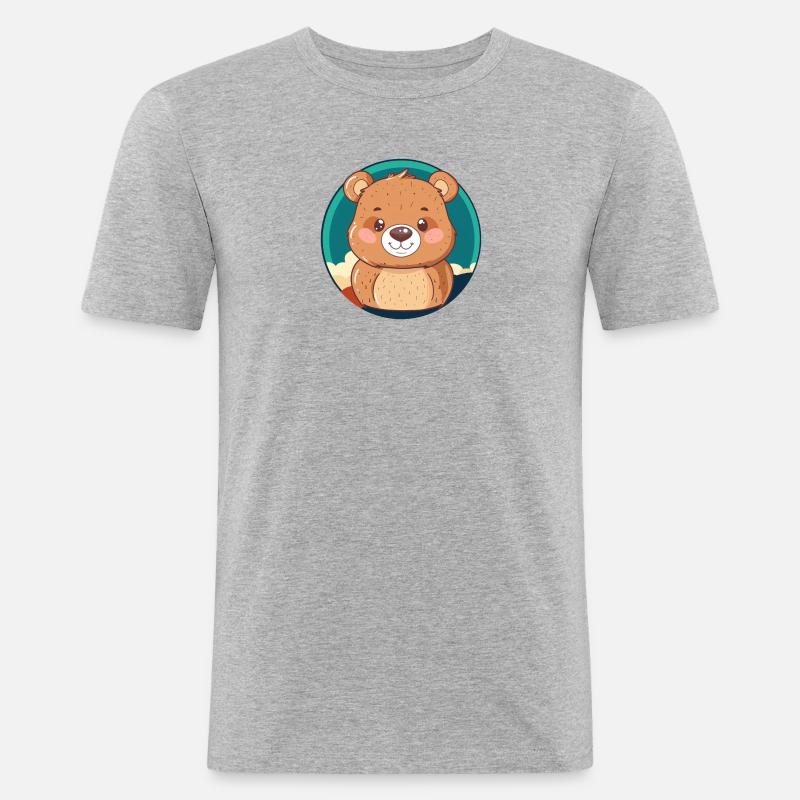 Baer Grizzly Waldbewohner - Männer Slim Fit T-Shirt - Grau meliert