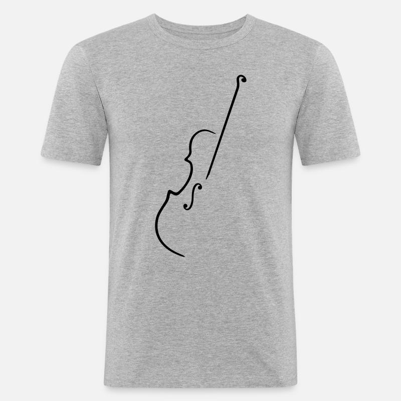 halbe Geige half - Männer Slim Fit T-Shirt - Grau meliert