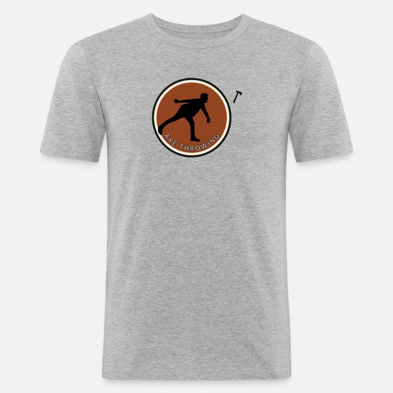 Doppelaxt Axe Throwing - Männer Slim Fit T-Shirt - Grau meliert