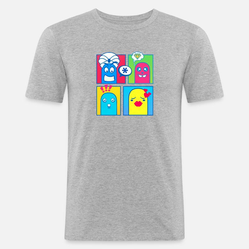Small Creatures (Comic, Pop Art) - Men's Slim Fit T-Shirt - heather grey