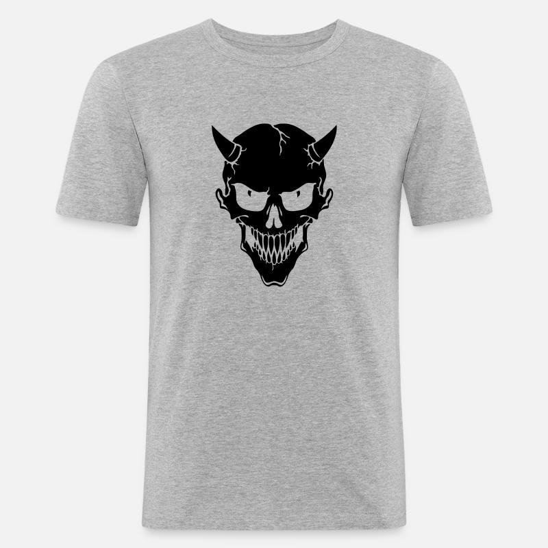 Devil - Männer Slim Fit T-Shirt - Grau meliert