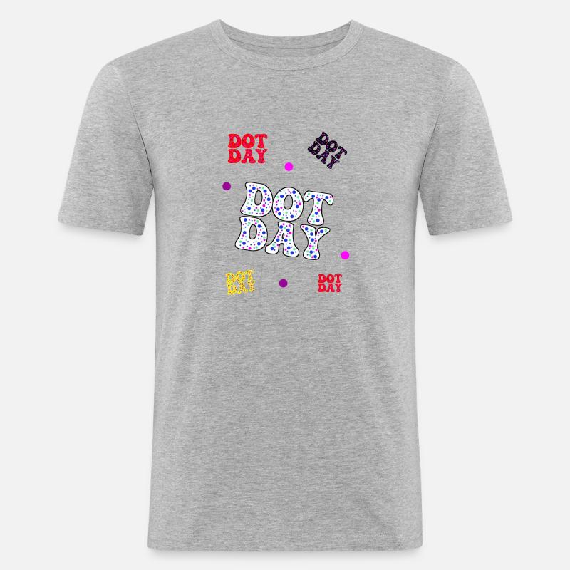 Dotday bunt - Text Pattern - Männer Slim Fit T-Shirt - Grau meliert