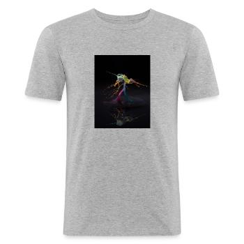 Tropfen fotografie - Männer Slim Fit T-Shirt - Grau meliert - Vorne - Nik (191cm)