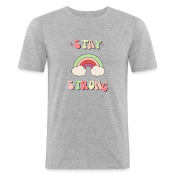 Positive Self Love Affirmations - Men's Slim Fit T-Shirt - heather grey - Front - Nik (191cm)