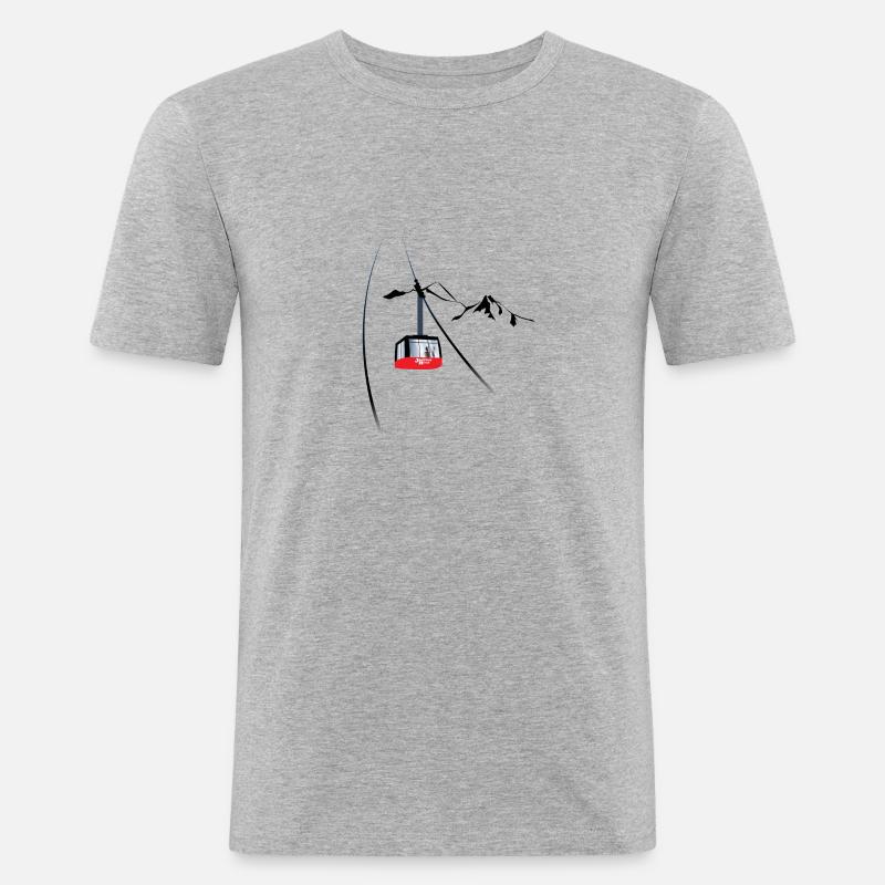 Jackson Hole Gondel - Männer Slim Fit T-Shirt - Grau meliert
