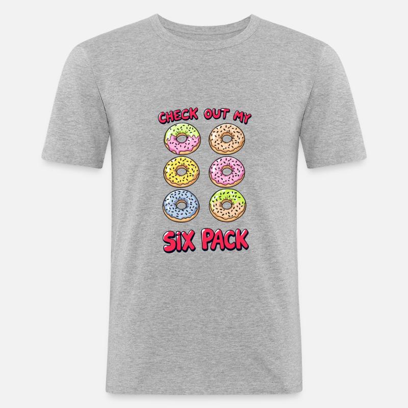 SIX PACK - Männer Slim Fit T-Shirt - Grau meliert