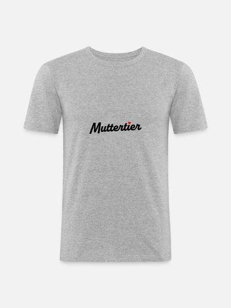 Muttertier - mit Farbwahl - Männer Slim Fit T-Shirt - Grau meliert