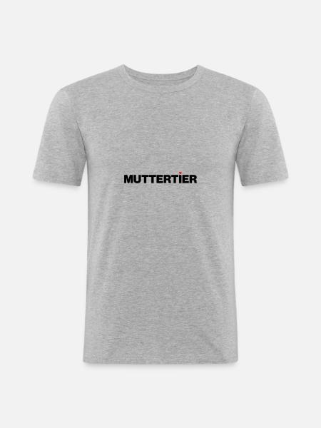 Muttertier - mit Farbwahl - Männer Slim Fit T-Shirt - Grau meliert