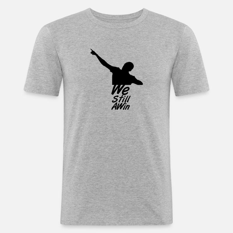 We Still A Win - Männer Slim Fit T-Shirt - Grau meliert