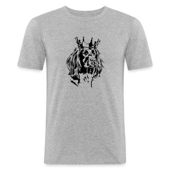 Kleiner Münsterländer Krone Hunde Hund Wilsigns - Männer Slim Fit T-Shirt - Grau meliert - Vorne - Nik (191cm)