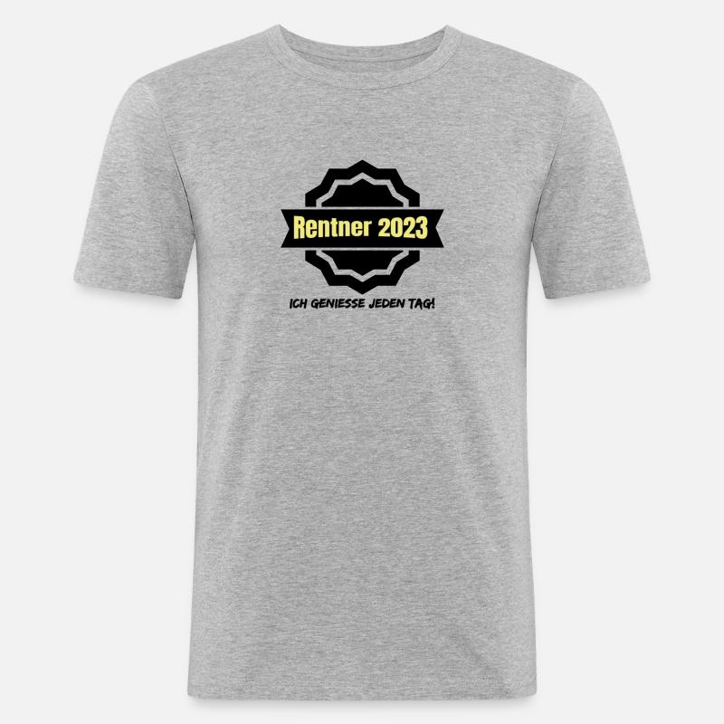 Rentner 2023 - Männer Slim Fit T-Shirt - Grau meliert