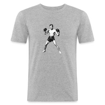 Boxer - Männer Slim Fit T-Shirt - Grau meliert - Vorne - Nik (191cm)