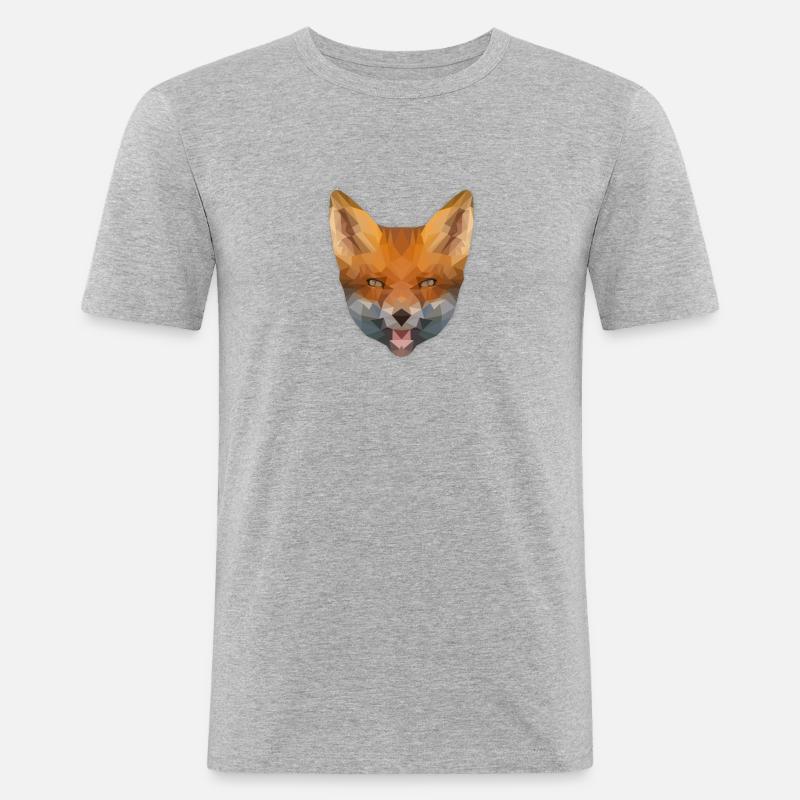 Low Poly Fox - Männer Slim Fit T-Shirt - Grau meliert