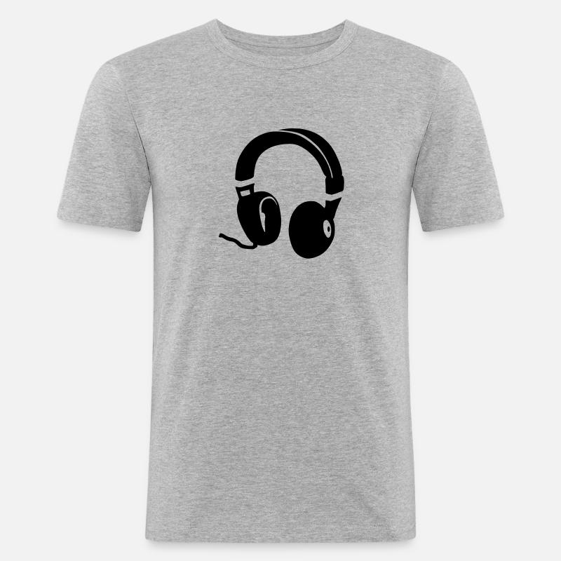Kopfhörer - Männer Slim Fit T-Shirt - Grau meliert