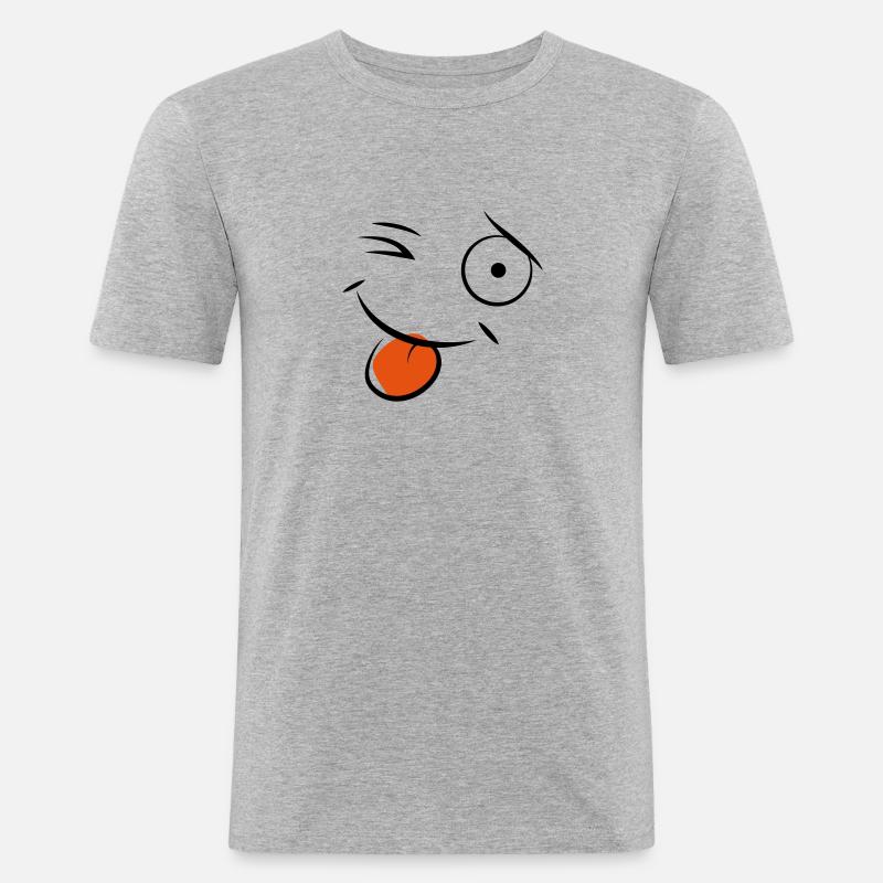 Smiley - Männer Slim Fit T-Shirt - Grau meliert