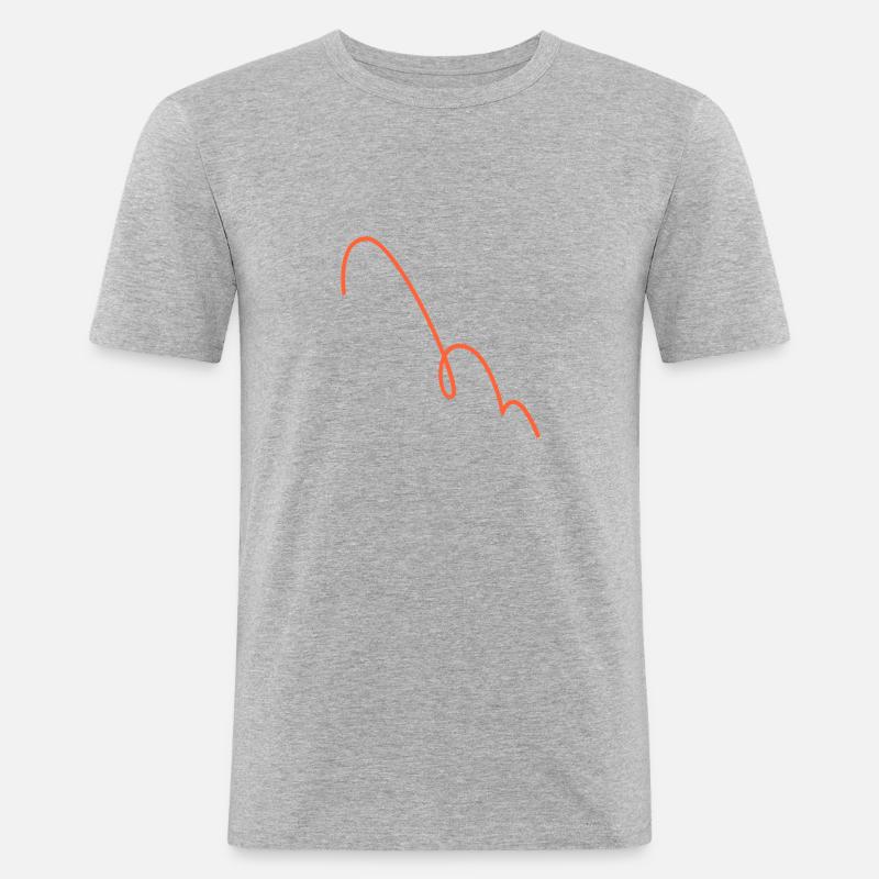 Crayon - curly line red - Männer Slim Fit T-Shirt - Grau meliert
