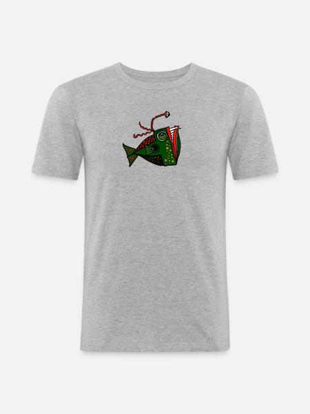 fisch - Männer Slim Fit T-Shirt - Grau meliert