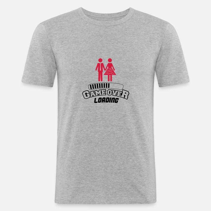 game over loading 2 - Männer Slim Fit T-Shirt - Grau meliert