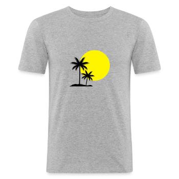 palms - T-shirt près du corps Homme - gris chiné - Devant - Nik (191cm)
