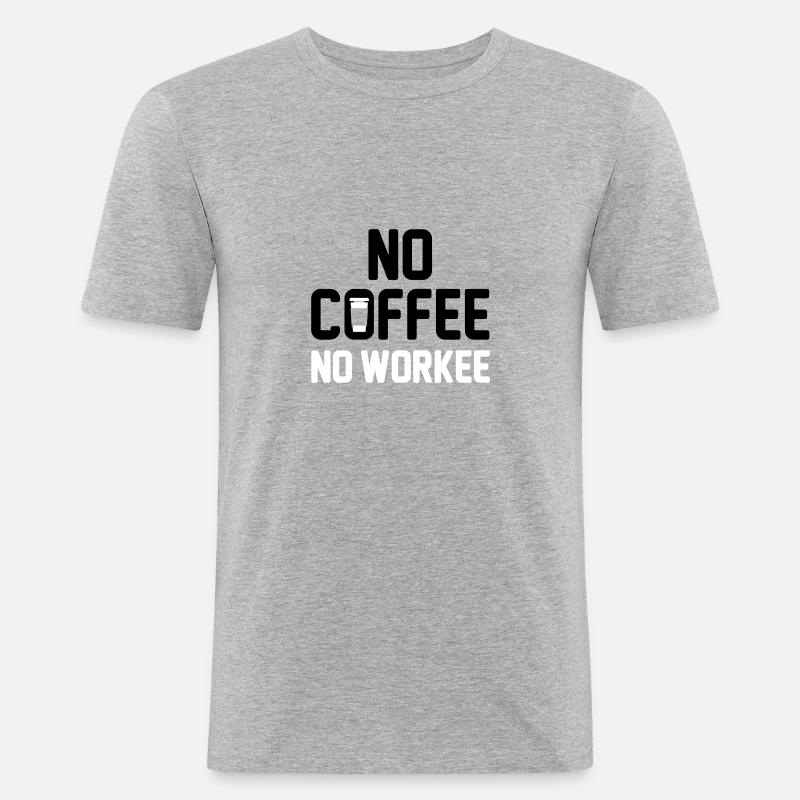 No Coffee No Work - Männer Slim Fit T-Shirt - Grau meliert