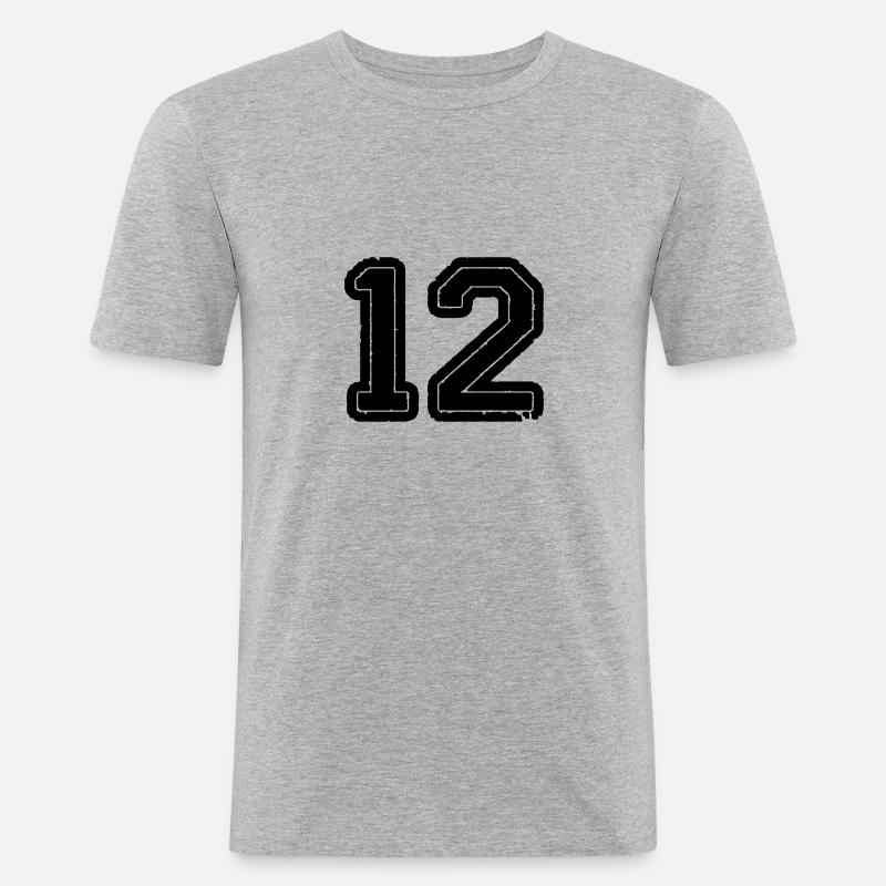 12 - Männer Slim Fit T-Shirt - Grau meliert