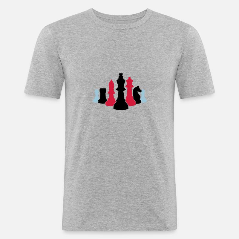 échecs 002 - T-shirt près du corps Homme - gris chiné
