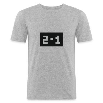 Retrogaming Score de jeu 2 à 1 Gagné Pixelig - T-shirt près du corps Homme - gris chiné - Devant - Nik (191cm)