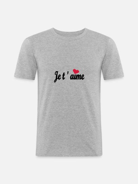 Je t 'aime - Men's Slim Fit T-Shirt - heather grey