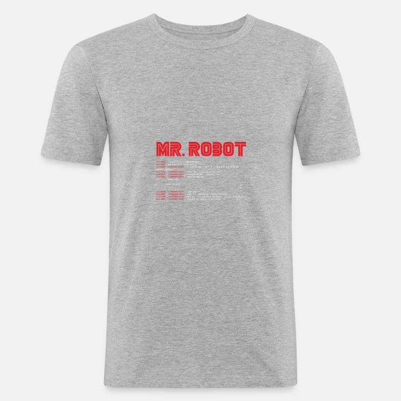 Hacker, mr. robot, Computer - Männer Slim Fit T-Shirt - Grau meliert