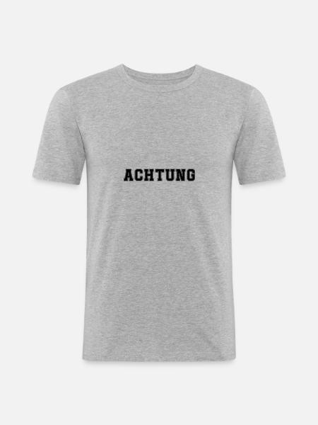 achtung - Männer Slim Fit T-Shirt - Grau meliert