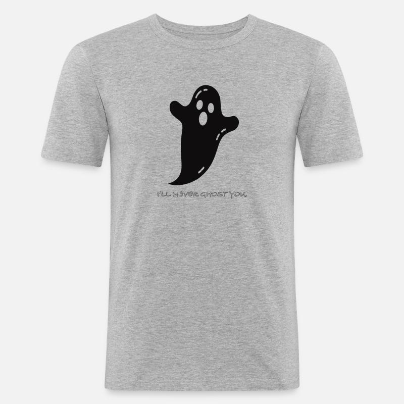 ICH WERDE DICH NIEMALS GHOSTEN - Männer Slim Fit T-Shirt - Grau meliert